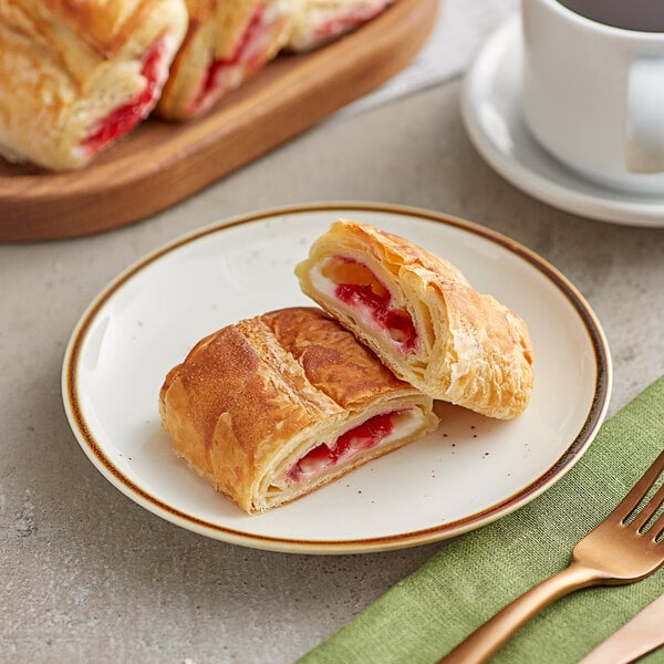 Orange Bakery Ready-to-Bake Strawberry Cream Cheese Filled Croissant 3.8 oz. - 80/Case