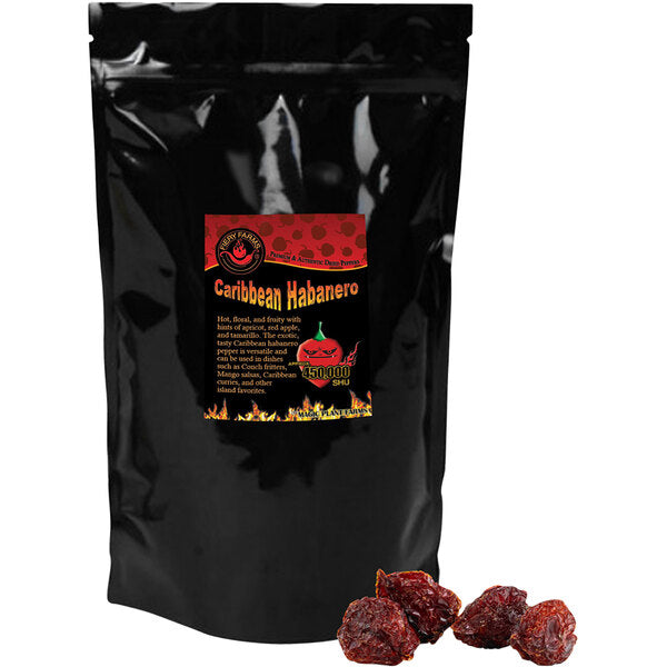 Fiery Farms Red Caribbean Habanero Dried Whole Pepper Pods 2.2 lb.