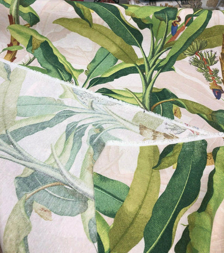 Beverly Hills Malaga Cotton Canvas Fabric - Green Tree Leaf Print, 54" Width (1 Yard)