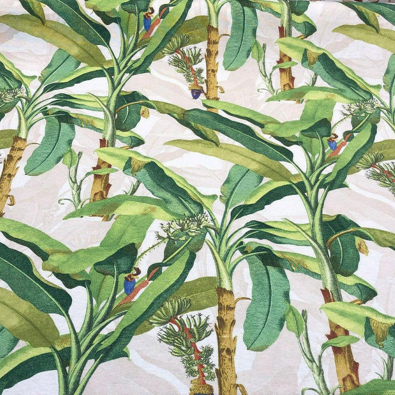 Beverly Hills Malaga Cotton Canvas Fabric - Green Tree Leaf Print, 54" Width (1 Yard)