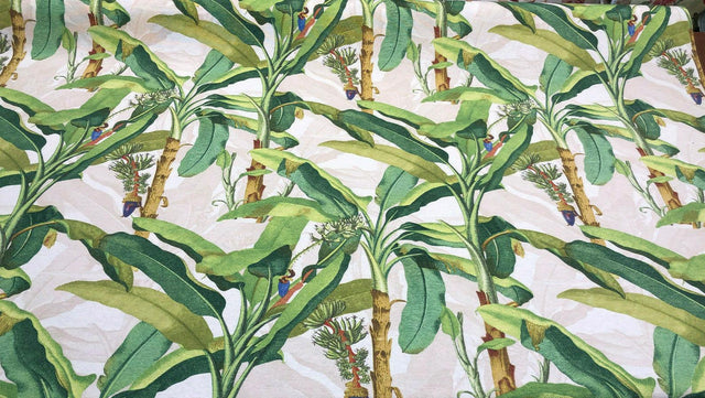 Beverly Hills Malaga Cotton Canvas Fabric - Green Tree Leaf Print, 54" Width (1 Yard)