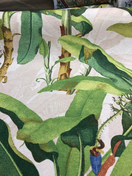 Beverly Hills Malaga Cotton Canvas Fabric - Green Tree Leaf Print, 54" Width (1 Yard)