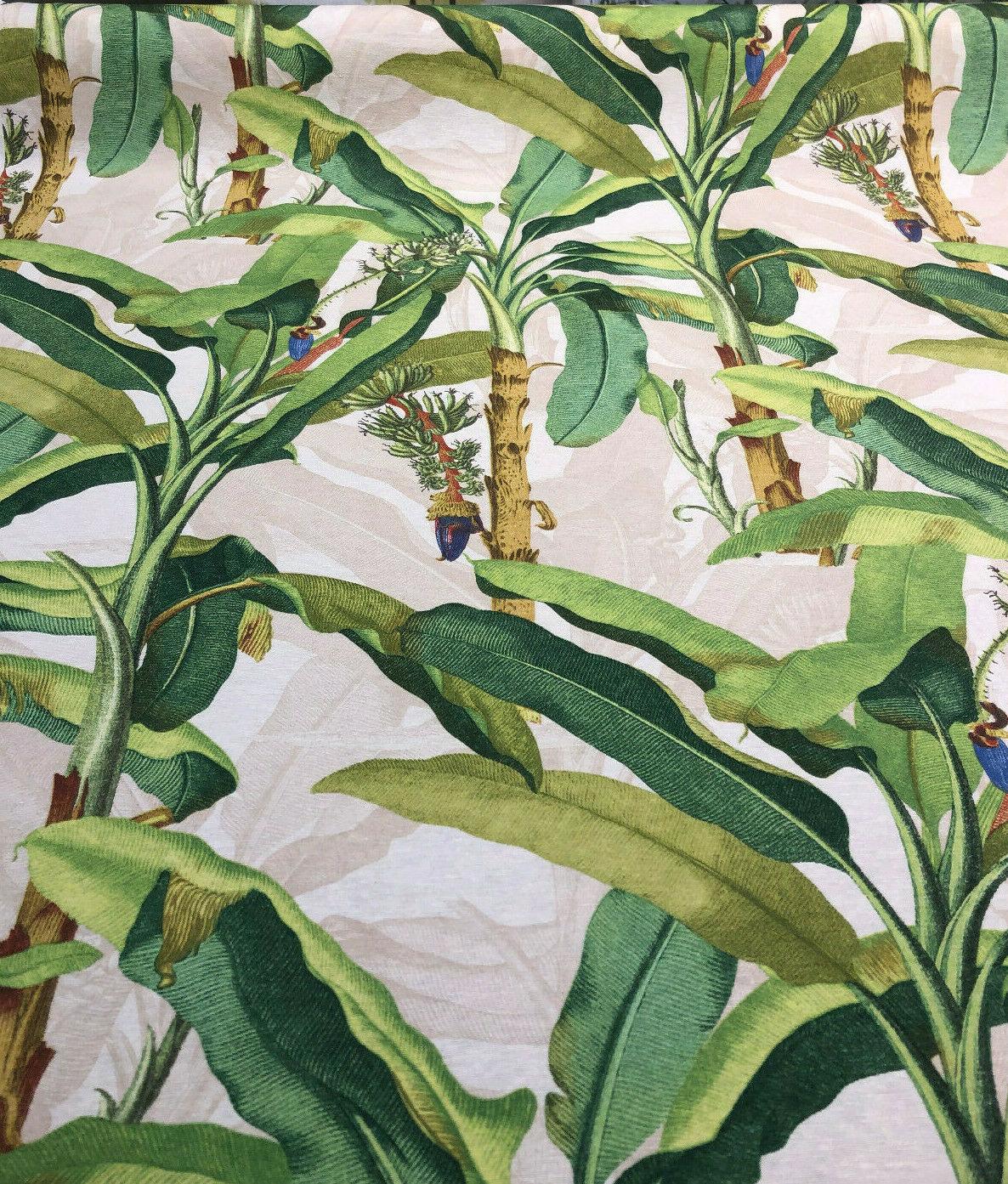 Beverly Hills Malaga Cotton Canvas Fabric - Green Tree Leaf Print, 54" Width (1 Yard)