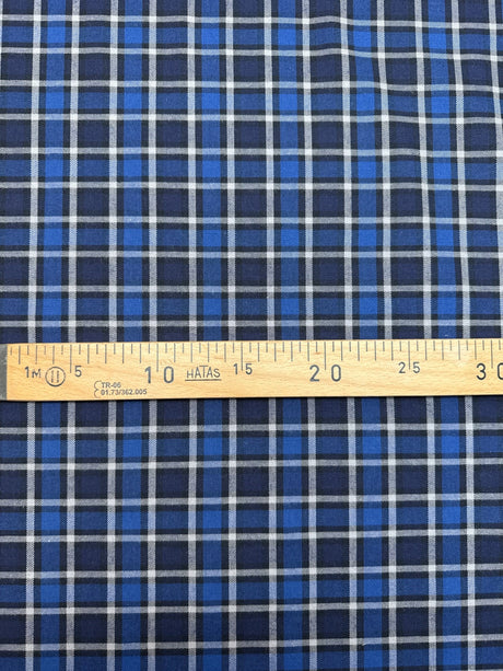 Cotton Tweed Checked Gray-Blue