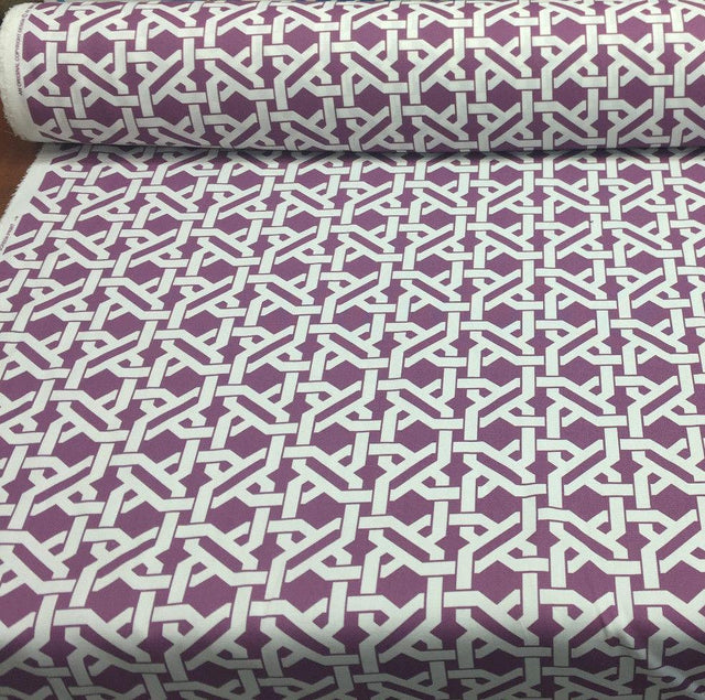 Mill Creek Haldor Polyester Fabric - Purple Printed Diamond Lattice Tropical, 54" Width (1 Yard)