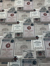 Merlot Wine Bottles Sauvignon Red Wine Linen Print Fabric - Wine Bottles, 55" Width (1 Yard)