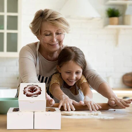 4 x 4 x 2.5" White Bakery Boxes with Window Pastry Boxes for Cakes, Cookies and Desserts