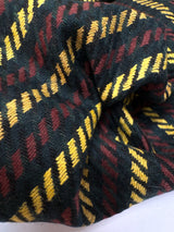 Wool Blend Tweed Striped Red Yellow Black