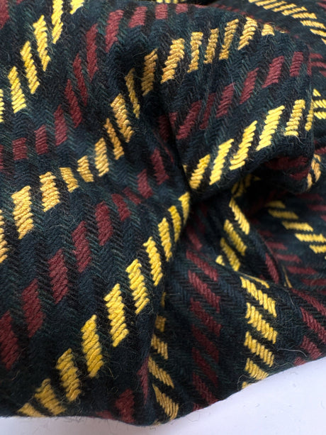 Wool Blend Tweed Striped Red Yellow Black