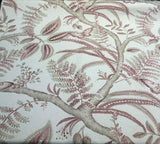 Butterfly Trees Toile B Cotton Polyester Linen Fabric - Beige Salmon Butterfly On Tree Branch, 56" Width (1 Yard)