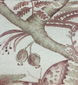 Butterfly Trees Toile B Cotton Polyester Linen Fabric - Beige Salmon Butterfly On Tree Branch, 56" Width (1 Yard)