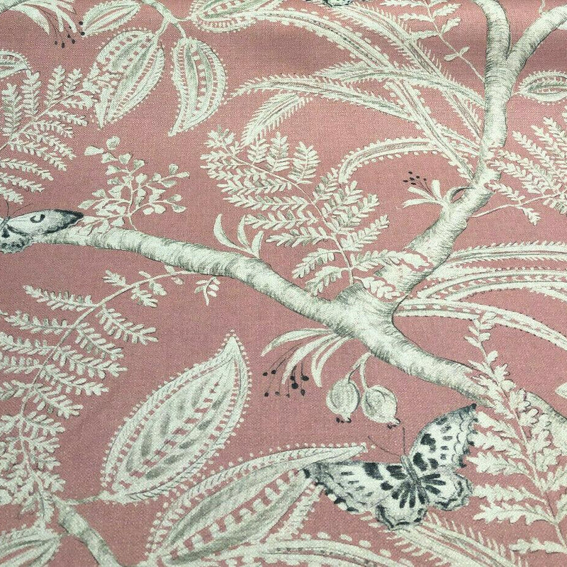 Butterfly Trees Toile A Canvas Fabric - Salmon, Beige, Black, 56" Width (1 Yard)