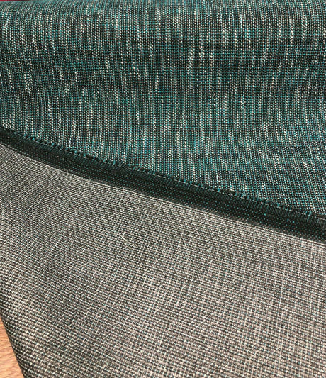 P Kaufmann Port Of Spain Acrylic Polyester Latex Tweed Fabric - Teal, White, Black Tweed, 58" Width (1 Yard)