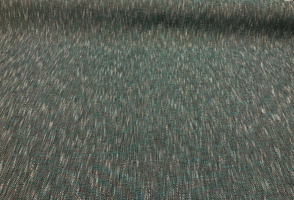 P Kaufmann Port Of Spain Acrylic Polyester Latex Tweed Fabric - Teal, White, Black Tweed, 58" Width (1 Yard)