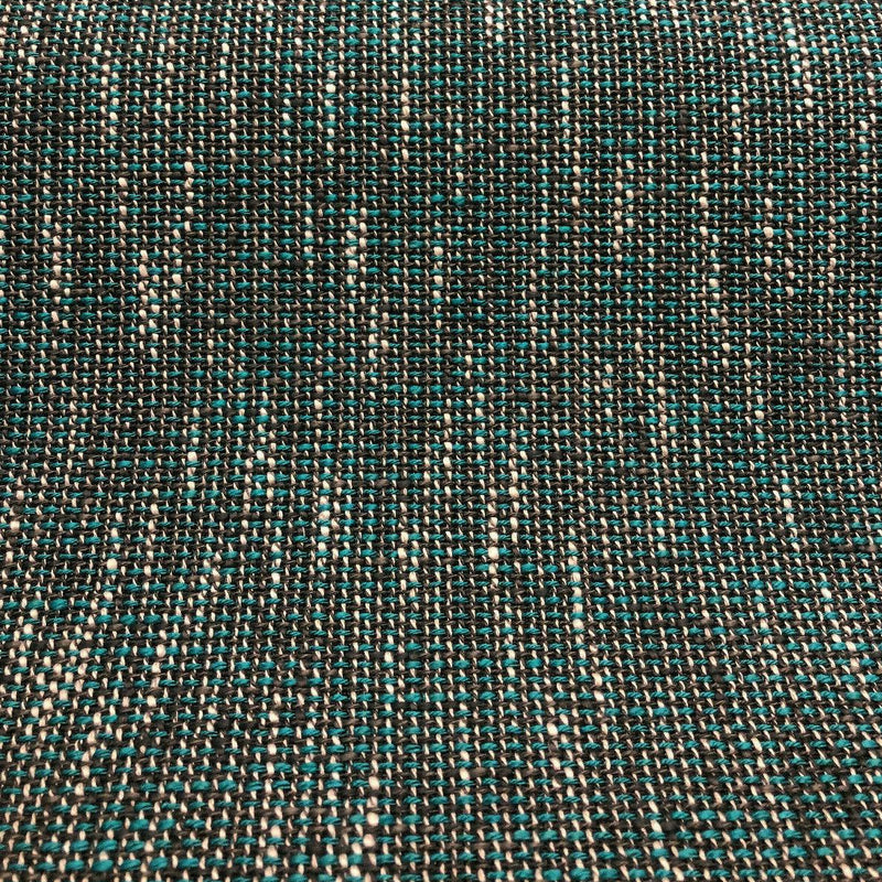 P Kaufmann Port Of Spain Acrylic Polyester Latex Tweed Fabric - Teal, White, Black Tweed, 58" Width (1 Yard)
