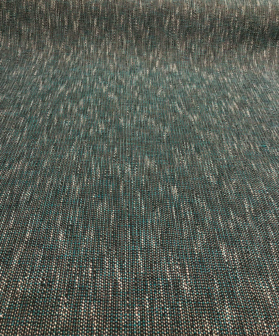 P Kaufmann Port Of Spain Acrylic Polyester Latex Tweed Fabric - Teal, White, Black Tweed, 58" Width (1 Yard)