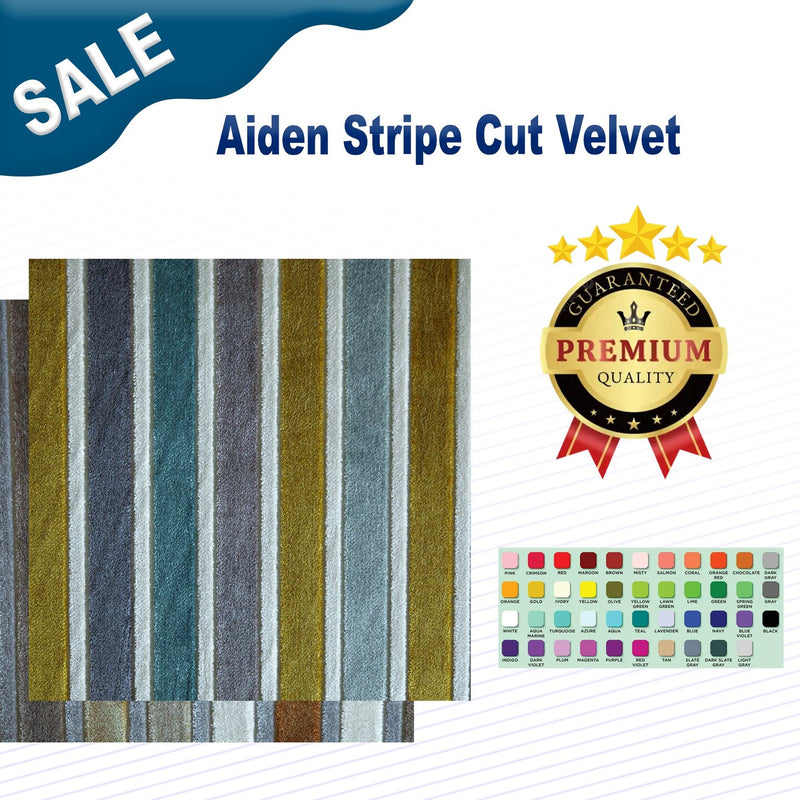 1 Yard Aiden Stripe Cut Velvet Fabric Width 54"