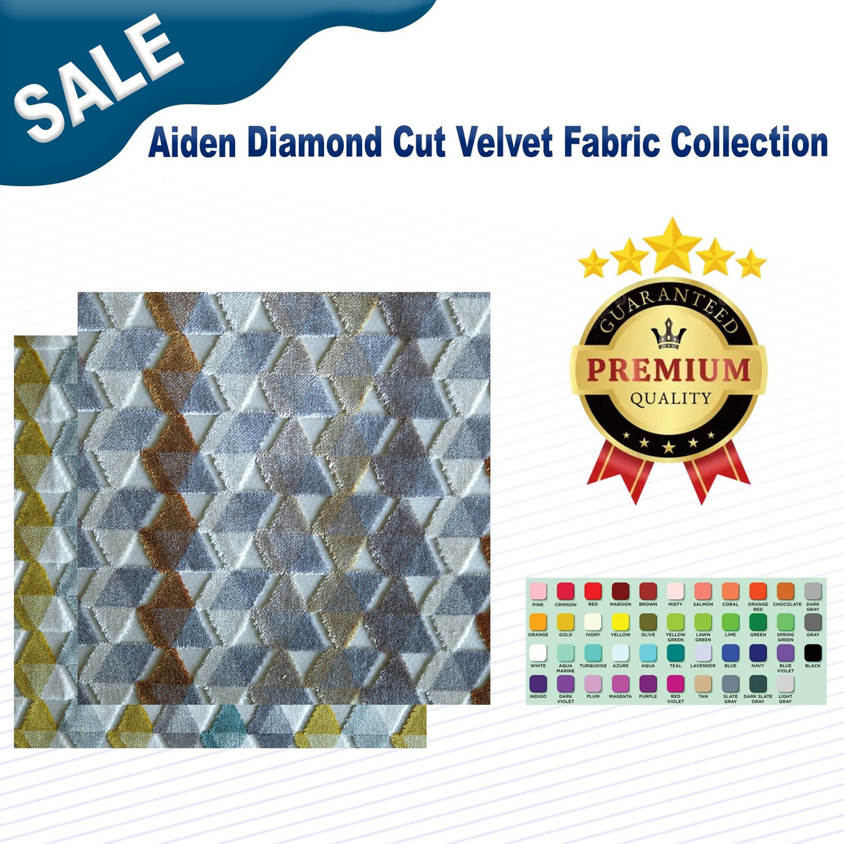 1 Yard Aiden Diamond Cut Velvet Fabric Collection