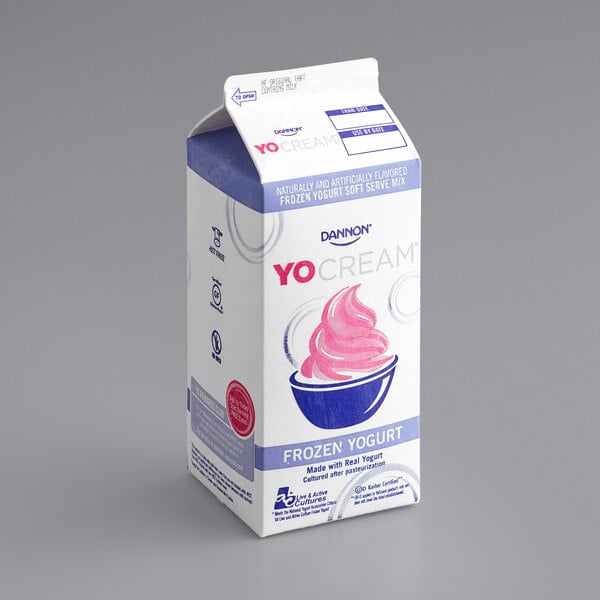 Dannon YoCream Non-Fat Original Tart Frozen Yogurt Mix 0.5 Gallon - 6/Case