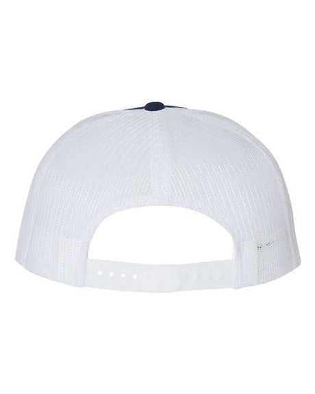 Richardson five-panel printed trucker cap with mesh