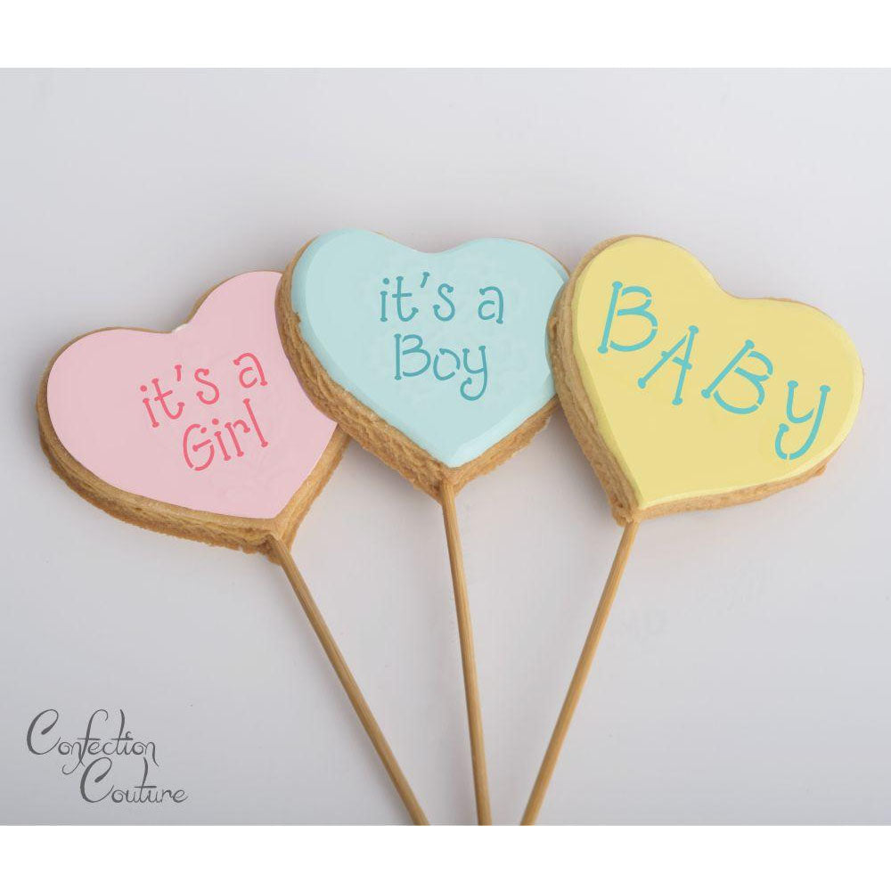 Confection Couture Baby Basic Words Cookie Stencil