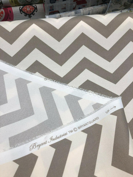 Bryant Palmer Chevron Polyester Fabric - Cobblestone, Beige And Off-White, 54" Width (1 Yard)