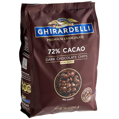 Ghirardelli 72% Non-Dairy Dark Chocolate .65M Baking Chips 5 lb. - 2/Case