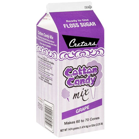 Cretors 1/2 Gallon Carton Grape Cotton Candy Floss Sugar - 6/Case