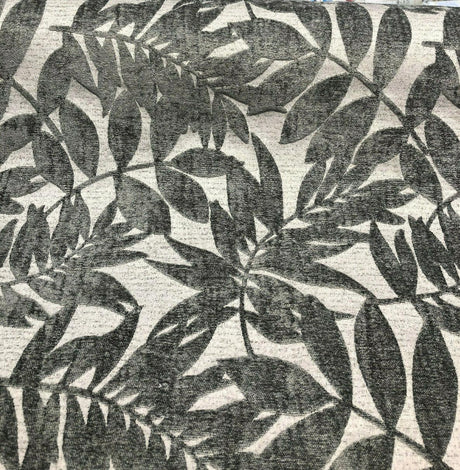 Deer Trail Gray Chenille Fabric - Light And Dark Gray Rain Forest Pattern, 58" Width (1 Yard)