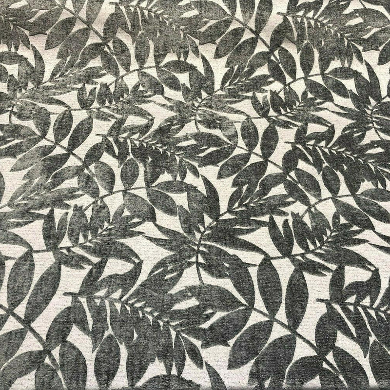 Deer Trail Gray Chenille Fabric - Light And Dark Gray Rain Forest Pattern, 58" Width (1 Yard)