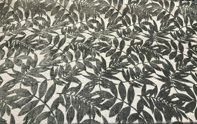 Deer Trail Gray Chenille Fabric - Light And Dark Gray Rain Forest Pattern, 58" Width (1 Yard)