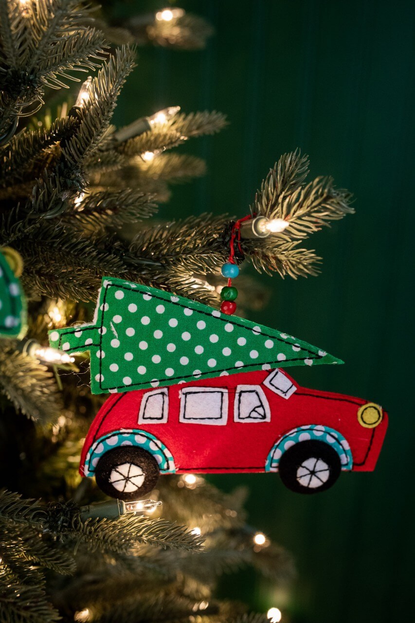 4.5" Felt Car Christmas Ornaments