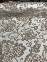 Renaissance Chenille Upholstery Fabric - Beige And Caramel, 58" Width (1 Yard)
