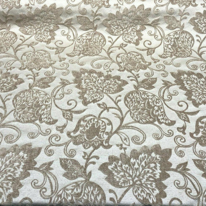 Renaissance Chenille Upholstery Fabric - Beige And Caramel, 58" Width (1 Yard)