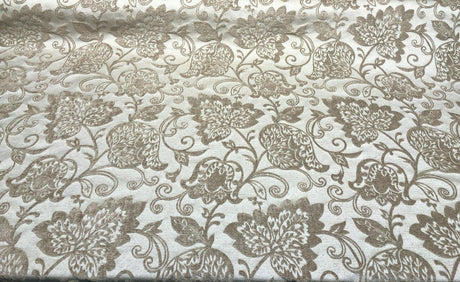 Renaissance Chenille Upholstery Fabric - Beige And Caramel, 58" Width (1 Yard)
