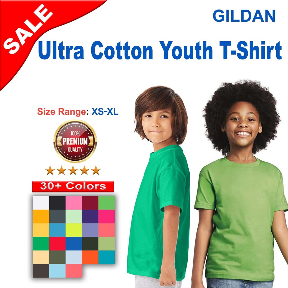 Gildan® Ultra Cotton Youth Crewneck Short Sleeve T-Shirt
