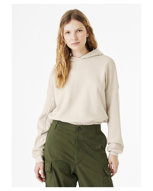 Bella + Canvas® Ladies Sponge Fleece Cinched Bottom Hooded Sweatshirt