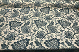 Renaissance Chenille Upholstery Fabric - Deep Teal Blue/Beige, 58" Width, 14" Horizontal Repeat, 26" Vertical Repeat (1 Yard)