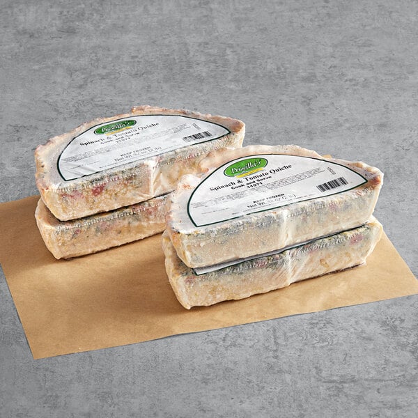 Priscilla's 5-Slice Pre-Cut Spinach and Tomato Half Quiche 32 oz. - 4/Case