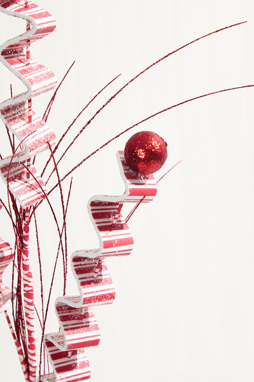 31" Red and White Peppermint Spray