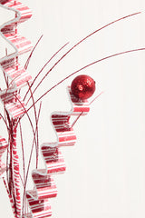 31" Red and White Peppermint Spray