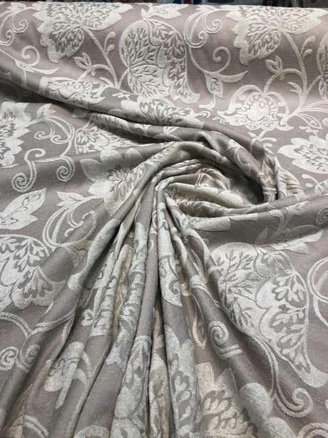Renaissance Chenille Upholstery Fabric - Pumice Beige, 58" Width, 14" Horizontal Repeat, 26" Vertical Repeat (1 Yard)