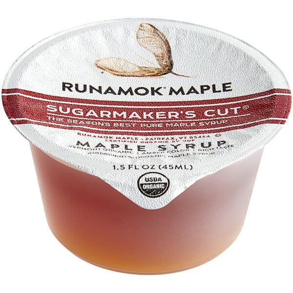 Runamok Sugarmaker's Cut Grade A Amber Pure Maple Syrup Single-Serve Cup 1.5 fl. oz. - 100/Case