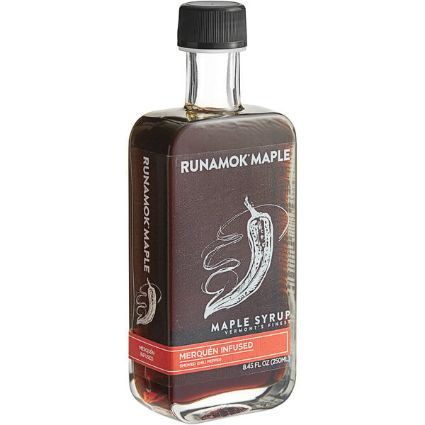 Runamok Grade A Amber Merquen Smoked Chili Pepper-Infused Maple Syrup 8.45 fl. oz. (250mL) - 6/Case