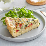 Priscilla's 5-Slice Pre-Cut Spinach Artichoke and Roasted Red Pepper Half Quiche 32 oz. - 4/Case