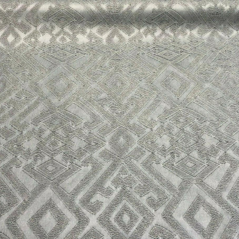 East Gate Cotton Brocade Fabric - Moon Dust Gray Abstract Damask, 59" Width (1 Yard)