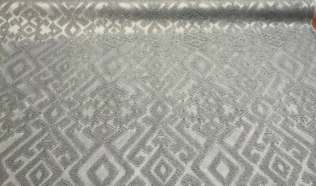 East Gate Cotton Brocade Fabric - Moon Dust Gray Abstract Damask, 59" Width (1 Yard)