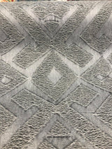 East Gate Cotton Brocade Fabric - Moon Dust Gray Abstract Damask, 59" Width (1 Yard)