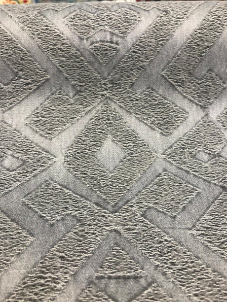 East Gate Cotton Brocade Fabric - Moon Dust Gray Abstract Damask, 59" Width (1 Yard)