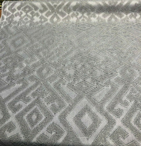 East Gate Cotton Brocade Fabric - Moon Dust Gray Abstract Damask, 59" Width (1 Yard)